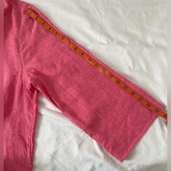 Lands' End Vibrant Pink Linen Blend Blouse - Picture 7 of 8